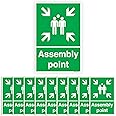 Pack of 10 Fire Evacuation Sign Self Adhesive (300 x 100 mm) Fire Assembly Point Sign Outdoor Fire Safety Signs for Office, Schools & Malls Sara Prints®