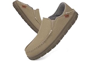 LongBay Herren Microsuede Mokassin Hausschuhe mit rutschfester Gummisohle Memory Foam Flauschige Hausschuhe mit verstellbaren elastischen Gores