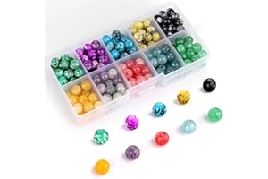 LDERFIV 200 Pezzi 8mm Kit Perline per Braccialetti Fai Da Te Perline Vetro Perle Perline Tonde Set Perline Colorate Perline per Bigiotteria Fai Da Te Gioielli Collane Adulti Artigianato DIY | 10 Colori