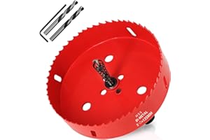 KACNON Lochsäge 135mm, Universal Schnellarbeitsstahl HSS M42 Bi-Metall Lochsägen mit Sechskant-Schaft und Bohrer, Komplette Größen, für Holz, Kunststoff, Gipskarton, Blech, Rot