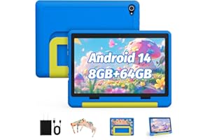 Yicty Kinder Tablet｜Upgraded Android 14 Tablet 10 Zoll für Kinder mit Schutzhülle｜Octa-Core｜8+64GB｜Dual Kamera｜Kindersicherung｜Großes Geschenk für Kleinkind (Blau)