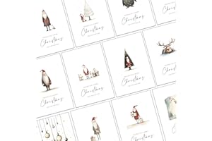 THE LAZY PANDA CARD COMPANY 30 tarjetas de Navidad ilustradas extravagantes ecológicas 2024 con sobres rojos reciclados