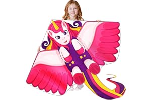 YONGNKIDS Huge Unicorn Kite for Children Kids Adults Easy to Fly Outdoor Beach Games, Gift Bag with Kites Handle & String - Easy to Assemble & Carry