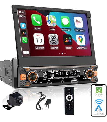 VECHTEL Autoradio 2 Din avec Carplay Android Auto sans Fil, 7 Pouces Écran Tactile Stéréo Voiture Bluetooth, Radio FM, Type-C/USB/TF/AUX, Mirror Link, Caméra de Recul, Télécommande