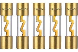 VEXUNGA AGU Fusible Verre Plaqué Or 60A 12V Fusibles Audio de Voiture 12 Volt pour Auto Amplificateurs Sono Voiture Stéréo Sécurité de Puissance Protection (Lot de 5 Pièces)