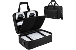 IVODEELA Étui de Transport Compatible pour PS5/PS5 Pro,Sac de Rangement de Protection pour Manettes PS5,Disques de Jeu,Accessoires de Chargeur,Noir