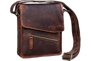 STILORD 'Steve' Kleine Herren Tasche Leder zum Umhängen Vintage Schultertasche Männer 8 Zoll Tablet Tasche Messenger Bag DIN A5 Echtes Leder