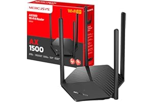 MERCUSYS MR60X Router WiFi 6 AX1500Mbps, Gigabit Ethernet Ports, TP-Link WiFi Router, Overall Security Protection, Easy Setup, Internet Booster, Power Saving, App Control