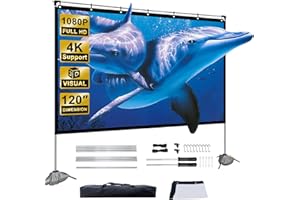 Artlii Schermo Proiettore 120 inch con Supporto, 16:9 Telo Proiettore Portatile 4K HD, Home Theater all'aperto Antipiega e Pieghevole con Borsa per il trasporto, Cinema in Cortile