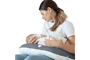 ‎KOALA BABYCARE KOALA BABYCARE Stillkissen für Alle Größen Geeignet - Stillkissen für Neugeborene 0-12 Monate - Stillkissen Multifunktional mit 5 Verschiedenen Einsatzmöglichkeiten (Grau-Weiß)