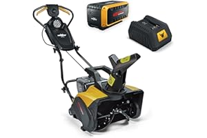 Mowox® EST 4640 Li + Basic Kit – 40V Schneefräse mit Akku, Arbeitsbreite 46 cm, Verstellbarer Auswurfkanal mit Wurfweite bis zu 6 m (Lieferung inkl. 40V - 2,5Ah Batterie + 4A Schnellladegerät)