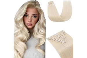 Elailite Extension Clip Capelli Veri Naturali Super Invisibile 25cm (50g) - 8 Fasce per Capelli Lisci 100% Remy Human Hair #70 Bianco Chiarissimo