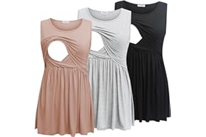 Bearsland Women's Nursing Tank Tops Sleeveless Scoop Neck Soft Breastfeeding Clothes Maternity Shirt