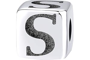 Andante-Stones Perlina Bead in argento 925 LETTERA "S" Ciondolo da donna Charm per bracciali e collane europei + Sacchetto di organza
