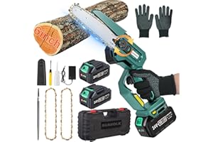 BIFROST Mini Motosierra Bateria 6 Pulgadas con 2 Baterías 2.0Ah, Motosierra Eléctrica Bateria con Depósito Para El Aceite y 2 Cadenas 24V Eléctrica Motosierra de Mano Pequeñas Sierra Podar, Blue