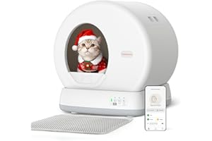 MeoWant Self Cleaning Cat Litter Tray, Integrated Safety Protection Automatic Cat Litter Tray for Multiple Cats, Extra Large/Odor Removal/APP Control Smart Robot Tray with Mat & Liner