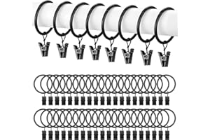 RAINPOP 40 Stück Metall Vorhangringe, Vorhang Hängend Ringe, 35 mm Innendurchmesser, Schwarz Gardinenringe und Haken, Duschvorhang Ringe, Rostfrei Gardinenringe für Fenster Tür Duschvorhänge