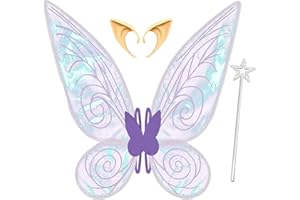 Orgoue Fairy Wings, Butterfly Wings Angel Wings Fairy Set with Elf Ear and Wand, Fairy Costume Halloween Costume Wing for Adults and Girls for Halloween Carnival Birthday Party