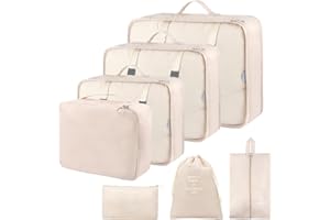 TALIFOCA Lot de 7 Organiseurs de Bagage Étanches - Sacs à Vêtements, Chaussures et Rangement - Différentes Tailles de Cubes pour Voyages