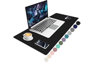Niviy Sous Main Bureau Sous-Mains Cuir PU Tapis de Souris Protection Bureau Antidérapant et Imperméable pour Bureaus Maison Desk Mat Noir 80x40cm