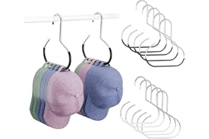 MOMGYAAMZ Cap Halter, Kappenhalter Edelstahl, Mützen Aufbewahrung Mini, Cap Organizer Hanging, Mützenhalter Multifunktion, Cap Halterung für Schlafzimmer, Schrank, Büro, Cap Regal 10 Stück(Weiß + Schwarz)