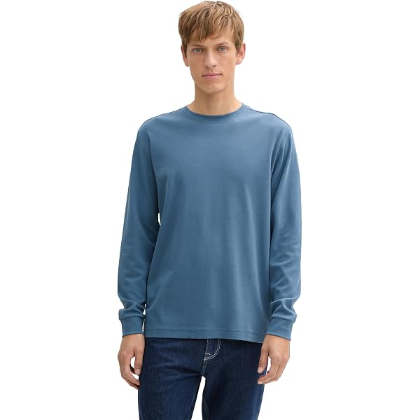 Camiseta Manga Larga Tom Tailor Hombre - Algodón, Talla S A 3XL, Básico, Sostenible BE PART