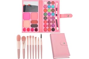 MUNSKT Set de Maquillaje Infantil para Niñas, Juguetes para Niñas Set de Maquillaje Infantil Lavable Edad 3 4 5 6 7 8 9 10 11 12 Regalos de Cumpleaños para Mayores de 3 Años con Brocha de 8 Piezas