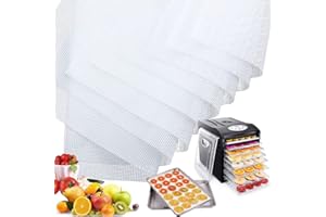 Aiareozy 8 Stück 38 * 28cm Dörrfolie für Dörrautomat, Silikon Dehydrator Blätter, Dörrmatte für Dörrautomat, Wiederverwendbare Antihaft Frucht Dehydrator Matten für Obsttrockner Dörrapparat, BPA-Frei