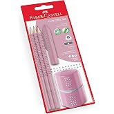 FABER-CASTELL - Grip 2001 Rose Shadows 5-Piece Writing Set | With 3 B pencils, eraser and pencil sharpener for school and exa