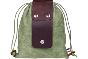 ZHAOCO Canvas Foraging Pouch for Hiking, Collapsible Leather Belt Pouch Waist Bag with Drawstring & Buckle, Multi-Purpose Storage Bag for Outdoors Camping, Easy Looping Around Belts