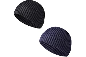 Zerabidpro 2 st mössa herr vinter, unisex trawler-mössa, retro stickad mössa, varm och mjuk, elastisk, lämplig för fritid och
