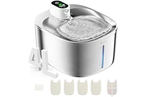 APETDOLA fontanna dla kotów ze stali nierdzewnej, bezprzewodowa, 4L, z czujnikiem ruchu, zasilanie bateryjne 4000 mAh, bardzo cichy dozownik wody dla kotów z wielofunkcyjną filtracją, nadaje się