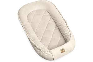 PIMKO Multifunktionale 2seitig Babynest Kuschelnest Kokon für Babys Nestchen antiallergischre Neugeborene Kokon 55 x 90cm Velvet - Beige mit Klappe