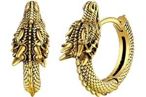 U7 Boucles d'oreilles Dragon Homme, Créoles pour Homme Acier Inoxydable Viking Dragon Gothique Hoop Anneaux Oreilles Huggie