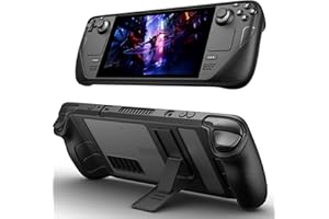 Kickstand Protective Case for Steam Deck and Steam Deck OLED, JSAUX PC0105 TPU Cover Protector with Stand Base, Shock-Absorption, Non-Slip and Anti-Scratch Design - Black