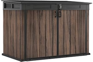 Keter Signature Horizontal Shed – 2020L Premium Outdoor Storage - Rosewood | Weather‑Resistant Wood‑Effect Resin | Fits Bikes, Wheelie Bins & Garden Equipment | Lockable & Easy‑Access Design