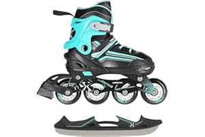 FIT4FORM 2in1 Inlineskates/Schlittschuhe Nils Extreme Lucky Schwarz/Blau ABEC7 Gr. 34-38 verstellbar