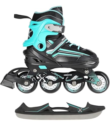 Nils Extreme Pattini 2 In 1 Regolabili – Pattini In Linea E Da Ghiaccio – Per Bambini E Adulti, Taglie 39-43, Bianco E Blu (Modello NH18191)