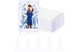 Niaetuto 5PCS Protection Carte Magnétique 35PT avec Support, Pochette de Cartes à Collectionner avec Fermeture Magnétique, Transparent Pochette Carte pour Cartes