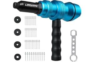 LIBRATON Adaptador de Remachadora para Taladro, Adaptador de Remache para Taladro Eléctrico, Accesorio de Remache para Taladro Inalámbrico, con Asa, Fácil Procesamiento 2,4mm 3,2mm 4,0mm 4,8mm