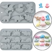 Stampo In Silicone A Forma Di Dinosauro – 2 Pezzi (blu E Rosa), Per Cioccolato, Ghiaccio, Sapone - 2