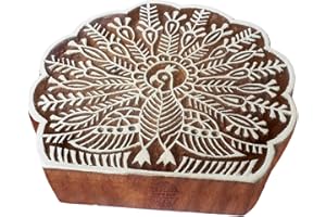 Royal Kraft Elegante Madera Bloque Amplio Pavo Real Forma Grande Sellos Bloques