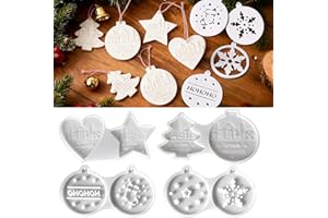 GILLTERWAY 8 Stück Silikonformen Gießformen Weihnachten, Silikonform Weihnachten Anhänger mit Tannenbaum, Herz, Stern und Kugel, Gießformen Silikon für Gips, Epoxidharz, Kerzen DIY Weihnachtsdeko und Basteln