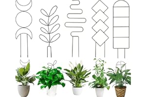LOSTWRY Lot de 5 treillis pour plantes grimpantes - Treillis pour plantes d'intérieur - Fil métallique - Petit treillis de feuilles grimpantes pour plantes d'intérieur - Décoration