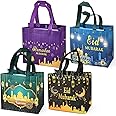 Aviski 4PCS Eid Mubarak Reusable Gift Bags, Treat Bags with Handles, Ramadan Mubarak Party Bags, Multifunctional Non-Woven Eid Bags for Gifts Wrapping, Ramadan Kareem Party Supplies, 23×22×11cm