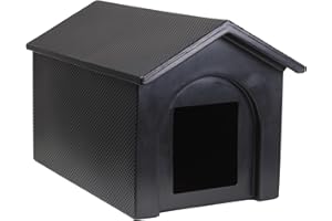 Kitty Kottage - Plastic Waterproof Cat House/Outdoor Cat Shelter/Den/Kennel - Made in Sheffield (UK) (Black, One Size)