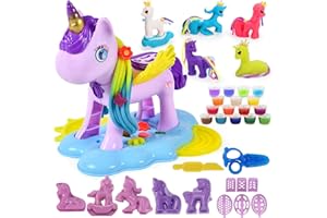 VBACALA Juego de Plastilina de Unicornio para Niños - 36 Piezas con 16 Latas de Plastilina, Herramientas DIY, Accesorios Mágicos y Moldes - Juguete Educativo Creativo para Niñas 3+ Años