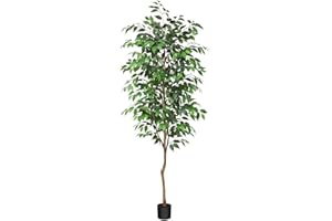 Fopamtri Ficus Artificiale 210cm Piante Finte da Interno Grandi con Tronchi Natural, Piante Artificiali in Vaso per Casa Soggiorno Ufficio Giardino Decorazioni (1 Pezzi)