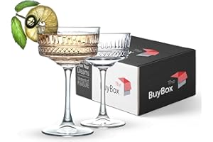GOSOYO Juego de 2 Copas Vintage Coupé (8,8 oz/260 ml) de Champán, Vino, Martini, Copas de cóctel, Copa de Ginebra y Prosecco, Copas Champagne Cristal