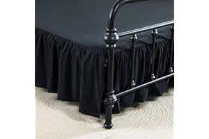 ACESOME ㅤ ACESOME - Gonna da letto da avvolgere, lenzuolo con angoli da 35 cm, in fibra sintetica + fodera in mricofiber spazzolato, motivo Ruffled con piattaforma, letto Rock Drop (nero, 152 x 200 cm)